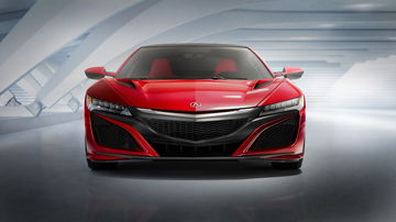 Vista frontal del Honda NSX destacando su diseño agresivo y aerodinámico.