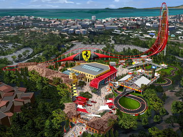 Vista aérea del parque temático Ferrari Land.