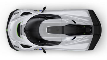 Vista aérea que muestra la silueta y diseño de techo del Koenigsegg Jesko.