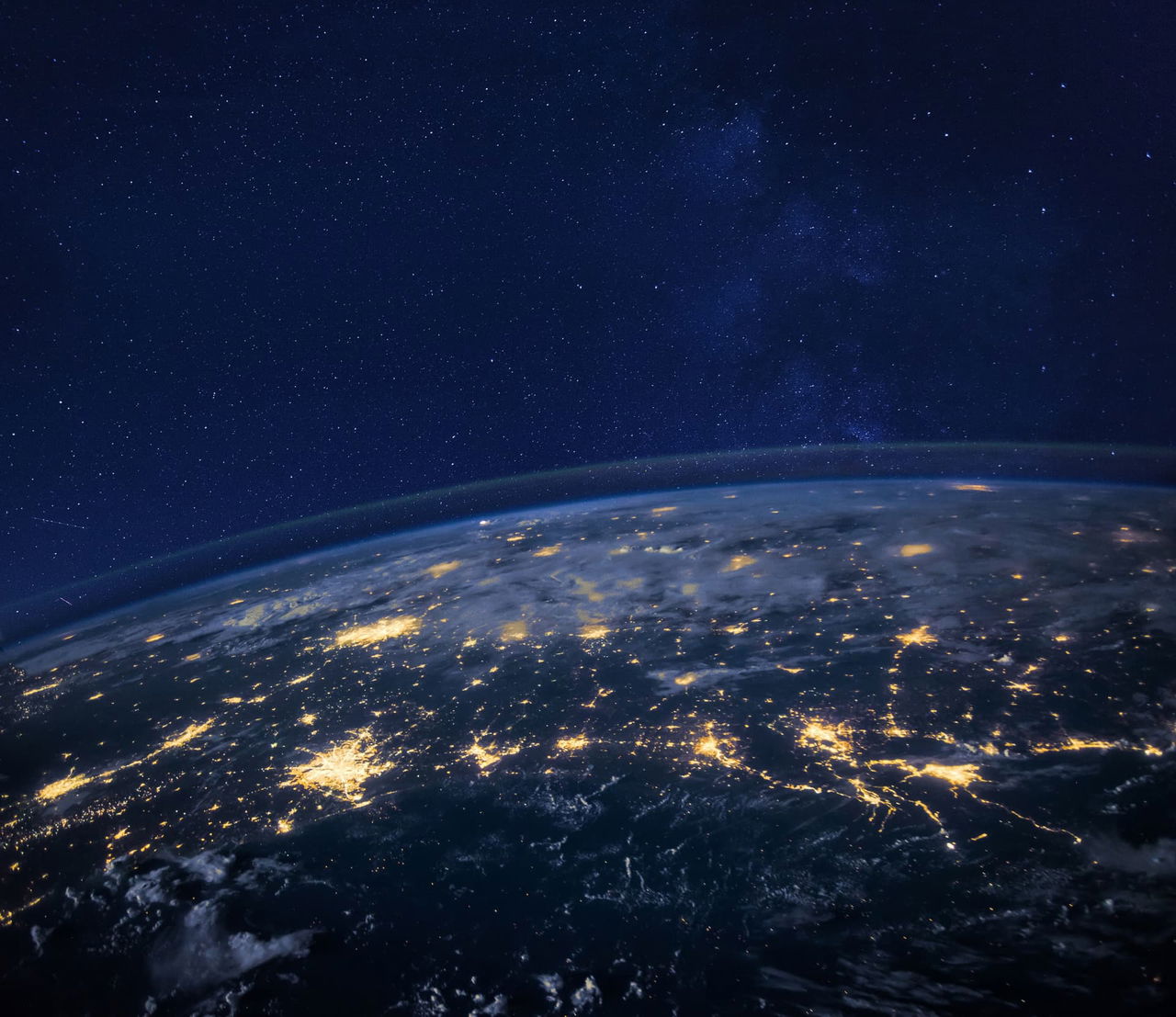 Night View Of Planet Earth From Space, Beautiful Background With Lights And Stars, Close Up, Original Image Furnished By Nasa