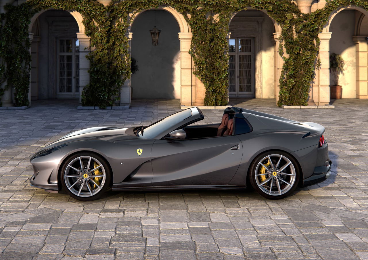 Silueta dinámica del Ferrari 812 GTS mostrando su perfil lateral.