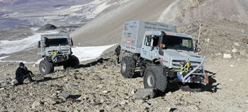 Hochgeländegängige Unimog U 5023 Unterstützen Expeditionsteam In Chile Gleichzeitig Höhenweltrekord Mit 6.694 Metern Extreme Off Road Unimog U 5023 Trucks Assist An Expedition Team In Chile And Even Set The World Altitude Record At 6694 Metres