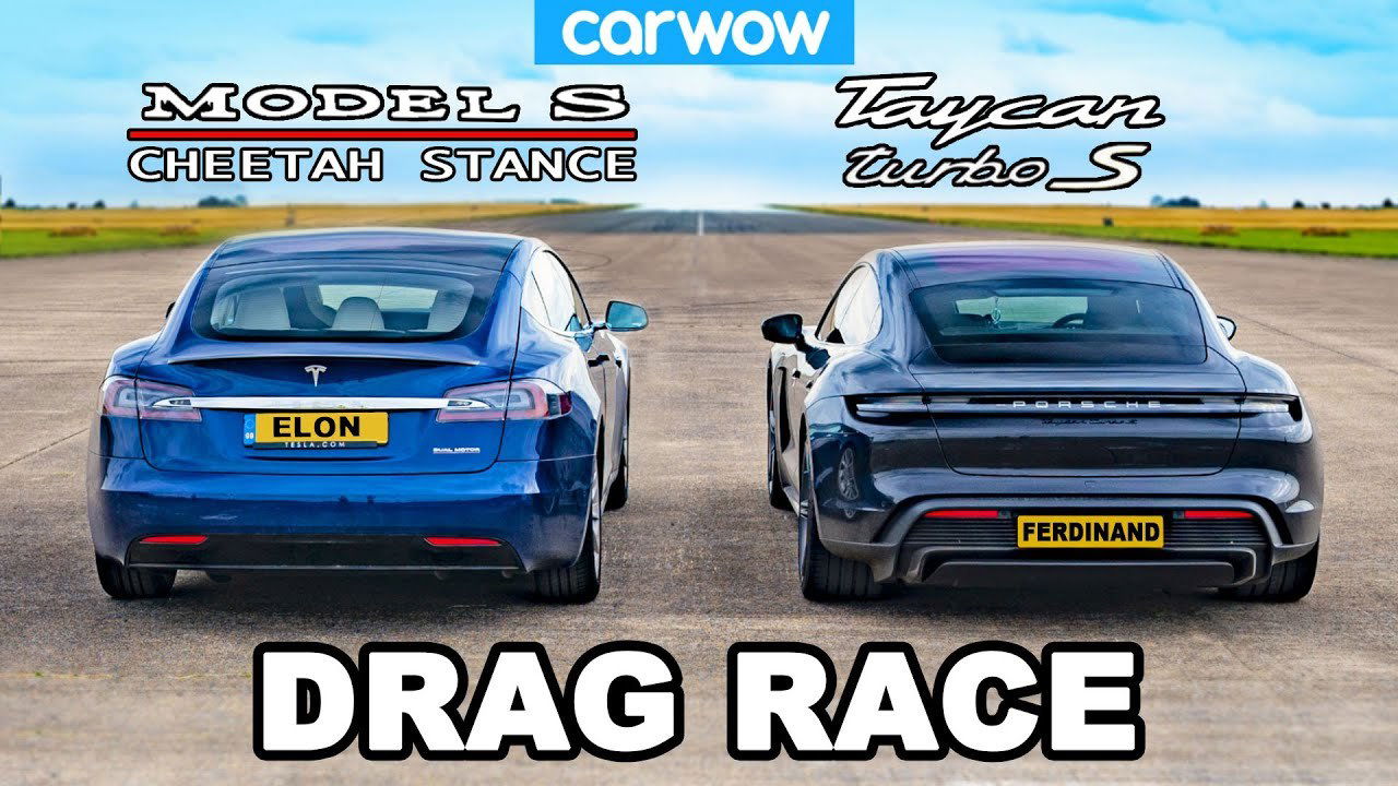 Tesla Model S Porsche Taycan Turbo S Drag Race 0820 01