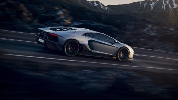 Perfil dinámico del Lamborghini Aventador en acción