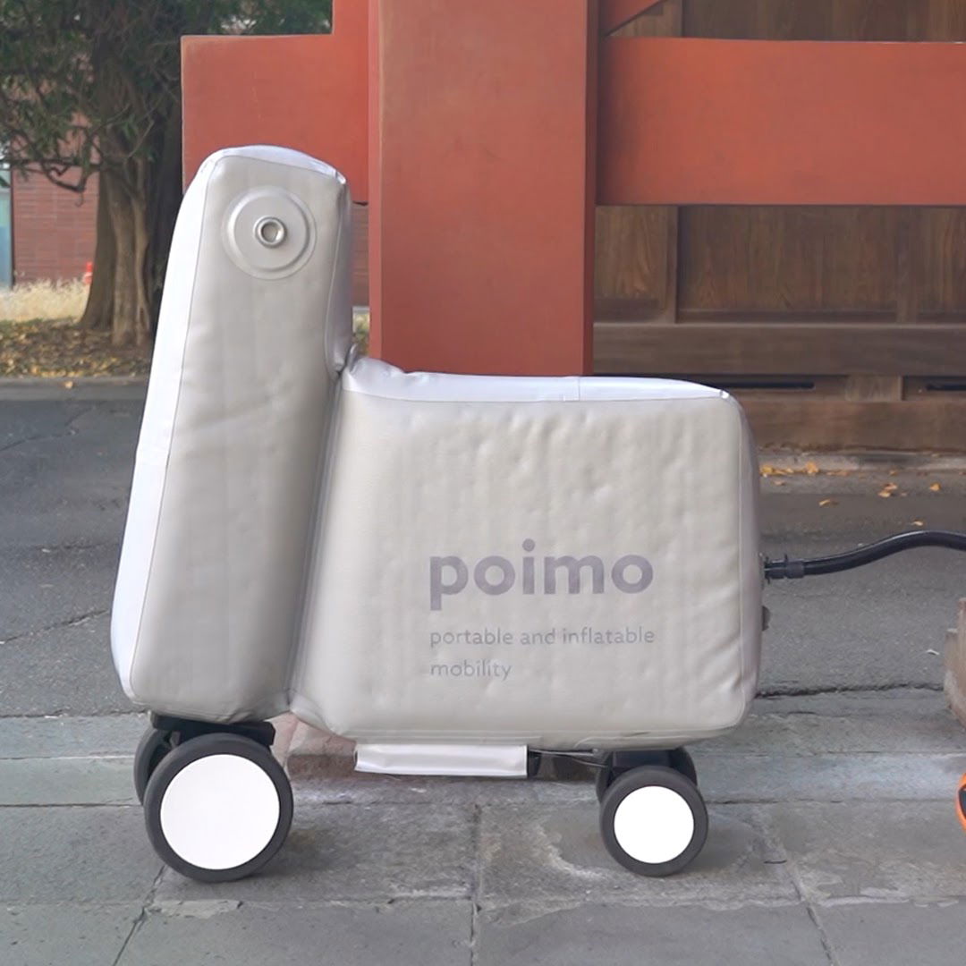 Vehículo inflable Poimo, concepto de movilidad portátil y novedoso.