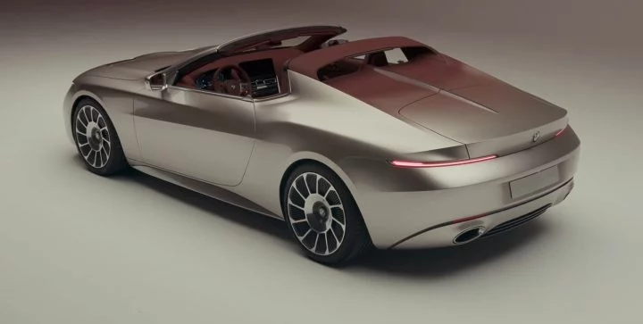 Vista angular trasera del BMW Skytop Concept, destacando su línea elegante.
