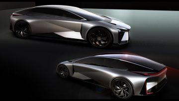 Concepto futurista de Lexus con líneas aerodinámicas y diseño eléctrico estilizado.