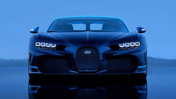 Vista frontal del Bugatti Chiron L'Ultime, epitome de potencia y elegancia.