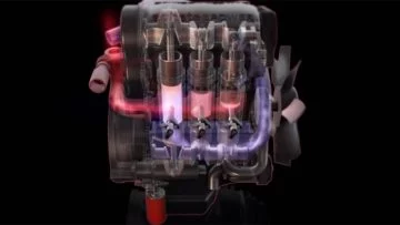 Imagen del innovador motor de 3 cilindros con pistones opuestos.