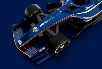 Vista superior delantera del nuevo concepto de monoplaza de F1 para 2026.