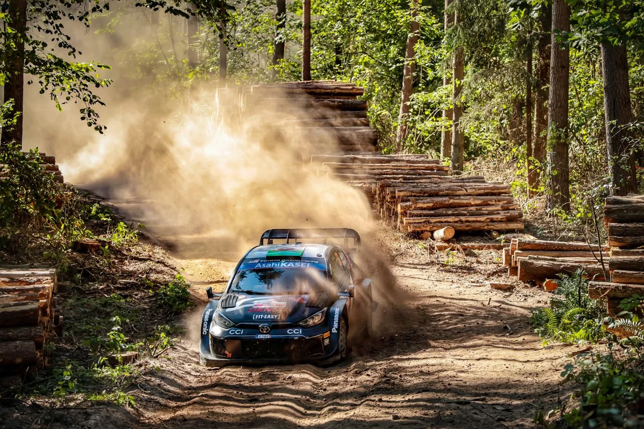 El Ford Fiesta WRC se abre paso entre los densos bosques polacos