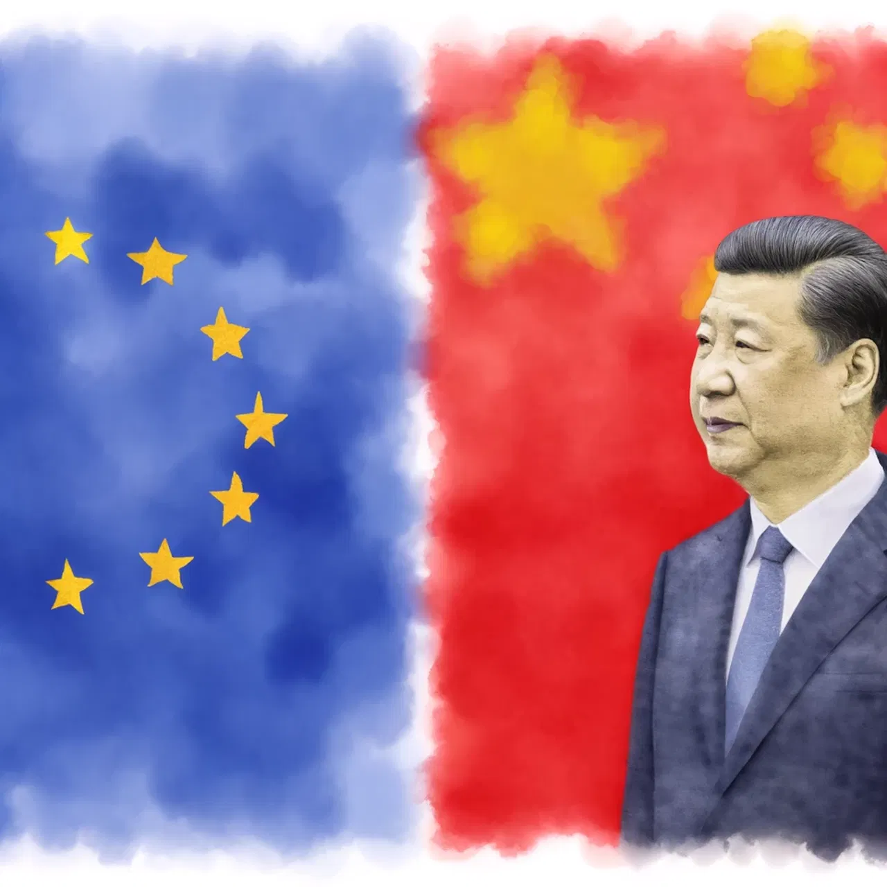 Representación artística de la tensión entre China y la Unión Europea.