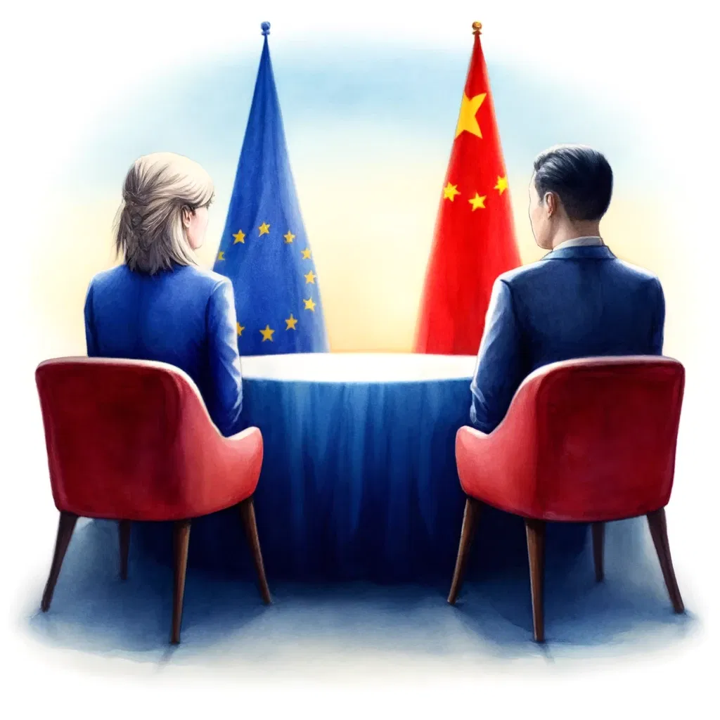 Ilustración de la tensión comercial entre China y la Unión Europea.