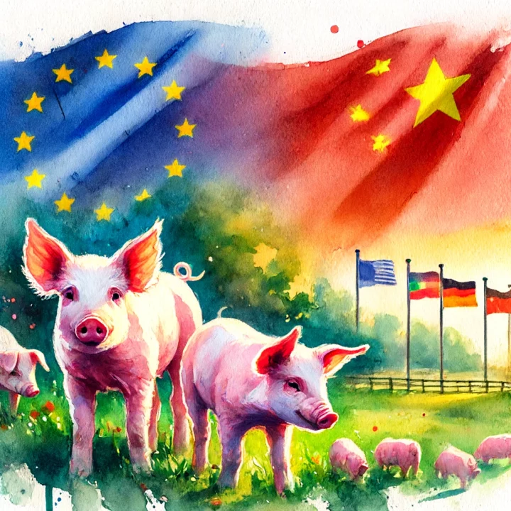 Ilustración simbólica de las tensiones comerciales entre China y la Unión Europea.
