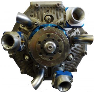 Vista del innovador motor axial Duke, con diseño compacto y eficiente.