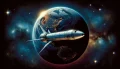 Ilustración de la Starship de SpaceX orbitando la Tierra.