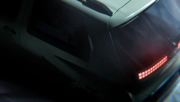 Vista trasera parcial del nuevo SUV de Hyundai, destacando sus luces LED