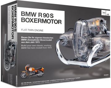 Maqueta del icónico motor bóxer BMW R 90 S para ensamblaje.
