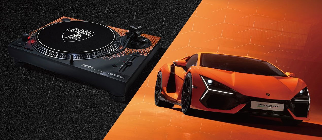 Lamborghini acompaña un giradiscos Technics, en homenaje a la sinfonía de sus V12.