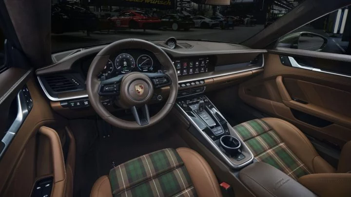 Commemorative and elegant interior of the Porsche 911 Carrera GTS, 40th Anniversary.