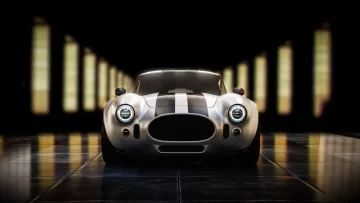 Vista frontal del AC Cobra GT Coupe 2025, potencia pura y diseño clásico.