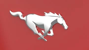 El icónico logotipo del Mustang, representando la nueva era eléctrica.