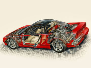 Vista lateral del Honda NSX que revela su perfil aerodinámico