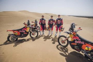 Equipo Red Bull KTM en el Rallye du Maroc con sus motos de competición