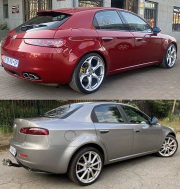 Vista dinámica del Alfa Romeo Brera híbrido, mezcla vanguardia y deportividad.