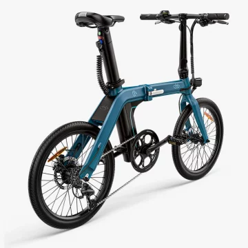 Bicicleta eléctrica Fiido D11 azul, diseño compacto y plegable.