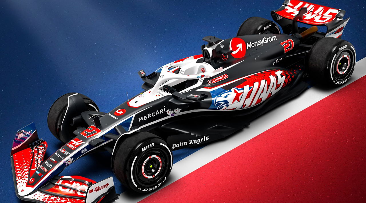 Monoplaza Haas F1 con decoración especial para el GP de Estados Unidos