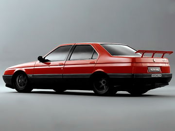 Perfil del Alfa Romeo 164 Procar, mostrando la aerodinámica y diseño lateral.