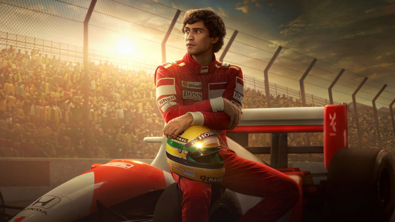 Primer vistazo de la serie de Ayrton Senna con detalles de su casco y uniforme.