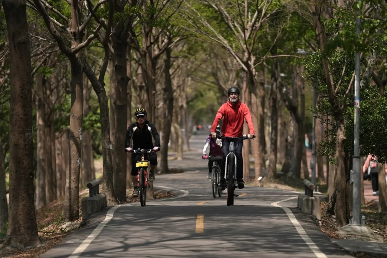 Imagen de personas montando bicicletas en un sendero arbolado