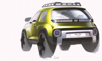 Boceto Hyundai Inster Cross revelando líneas audaces y diseño robusto.