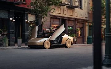 El Tesla Cybercab, revolución en movilidad urbana con diseño futurístico.