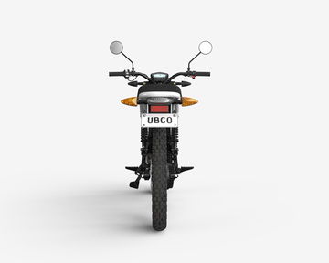 Vista trasera del UBCO 2x2 eBike mostrando su diseño compacto y funcionalidad.