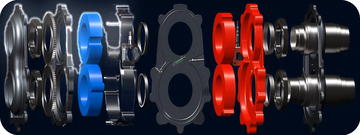 Esquema detallado del motor Omega 1, destacando sus componentes clave.