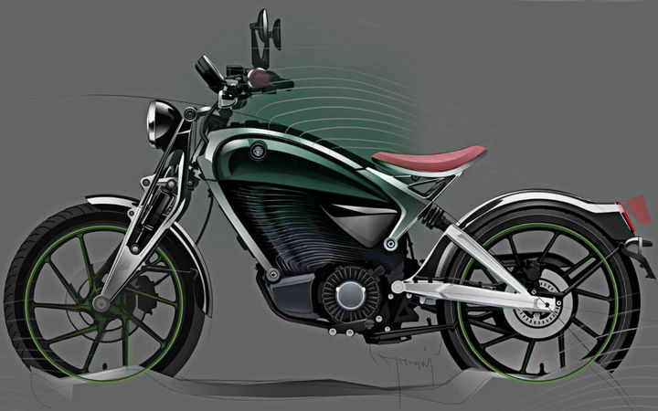 Vista lateral de motocicleta Royal Enfield en color verde con diseño clásico