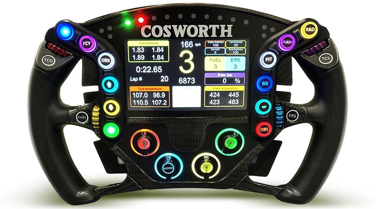 El volante Cosworth Carbon Wheel Mk3 presenta una interfaz avanzada para pilotar en IndyCar.