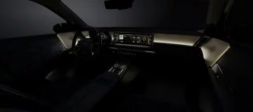 Interior futurista del DS, con un diseño minimalista y tecnología avanzada.