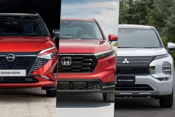 Imagen que muestra la delantera de vehículos de Nissan, Honda y Mitsubishi.