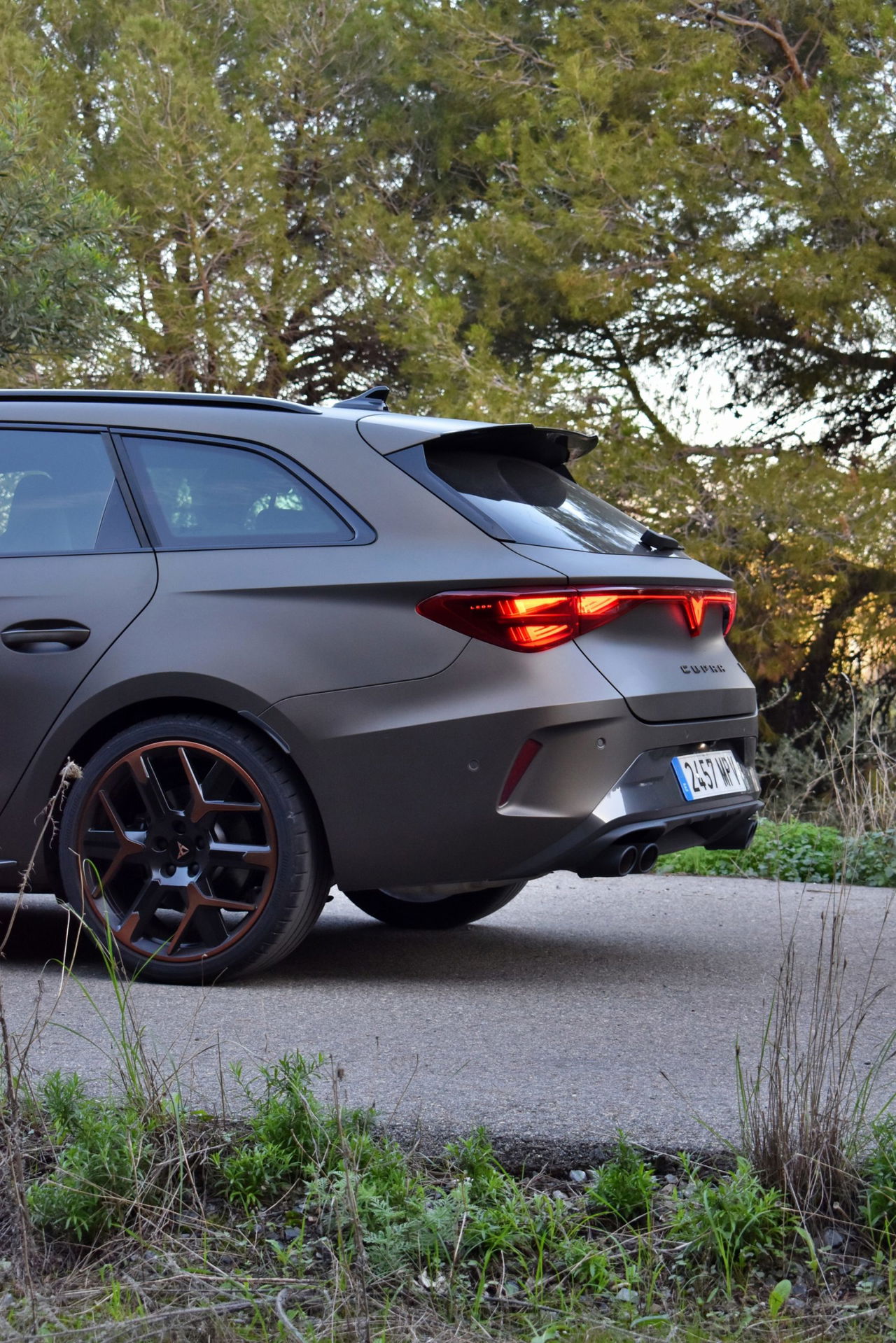 Vista trasera del Cupra León 2024, que combina deportividad y diseño audaz.