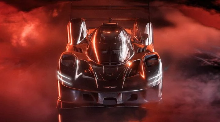 El Genesis Magma Racing LMDh destaca por su diseño aerodinámico y agresivo.