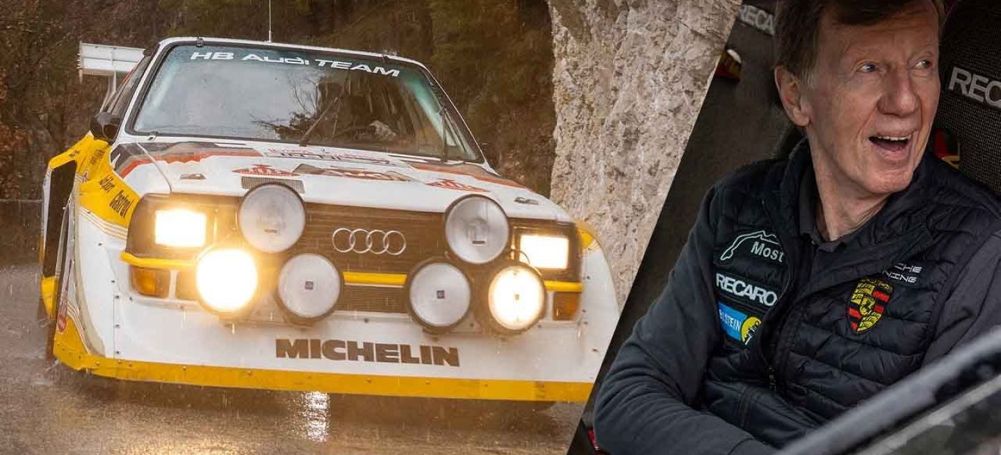 El legendario Audi Quattro S1 E2 en acción con Walter Röhrl al volante.