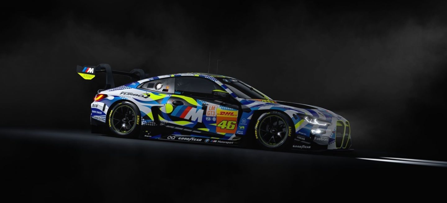 BMW M4 LMGT3 del WRT compitiendo en Le Mans 2024, perspectiva lateral.