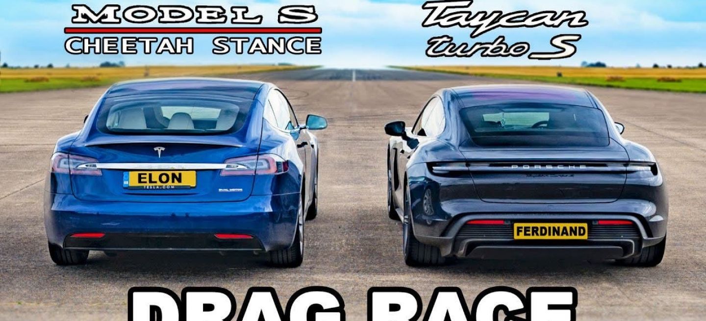 Tesla Model S Porsche Taycan Turbo S Drag Race 0820 01