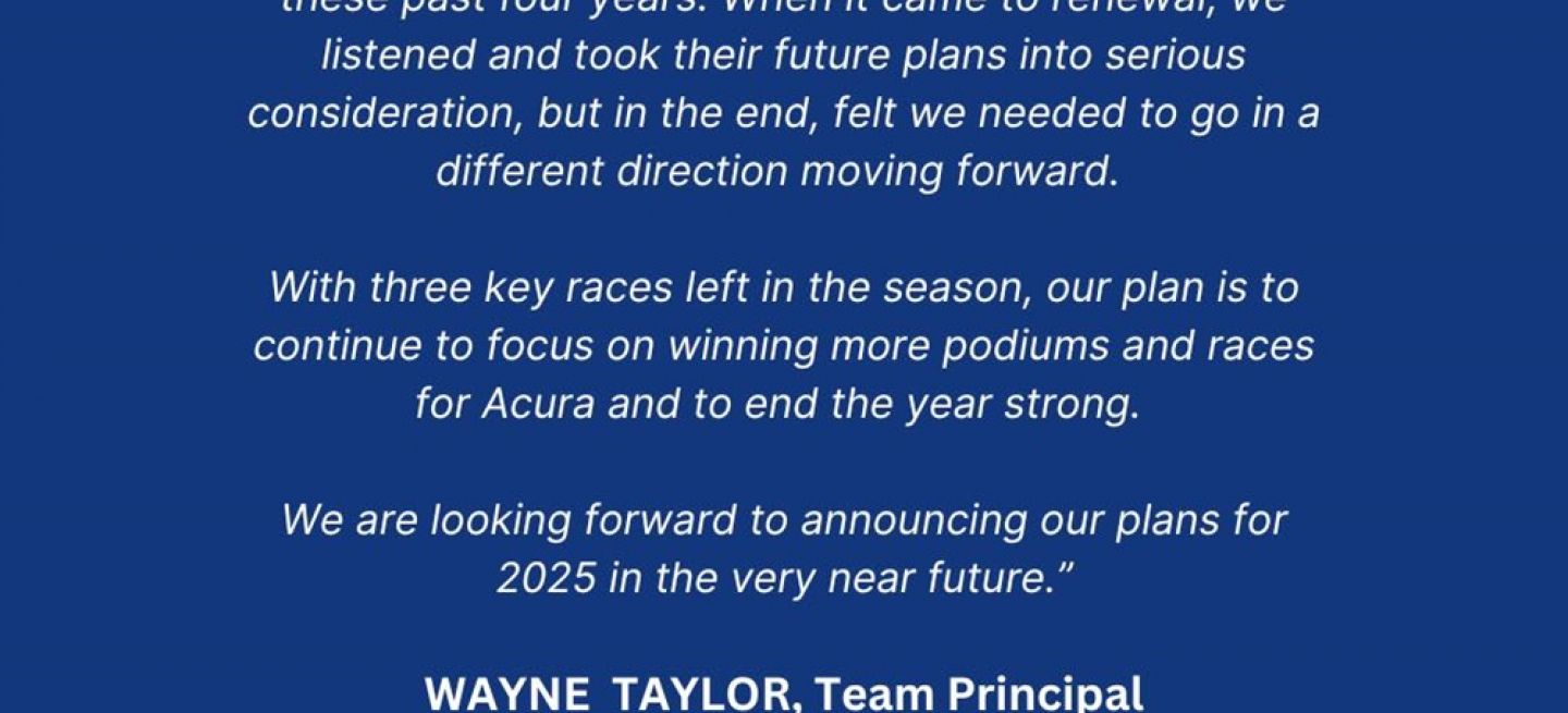 Comunicado oficial de Wayne Taylor Racing y Andretti Autosport sobre colaboración en IMSA.